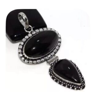925 Silver Plated Black Obsidian Pendant